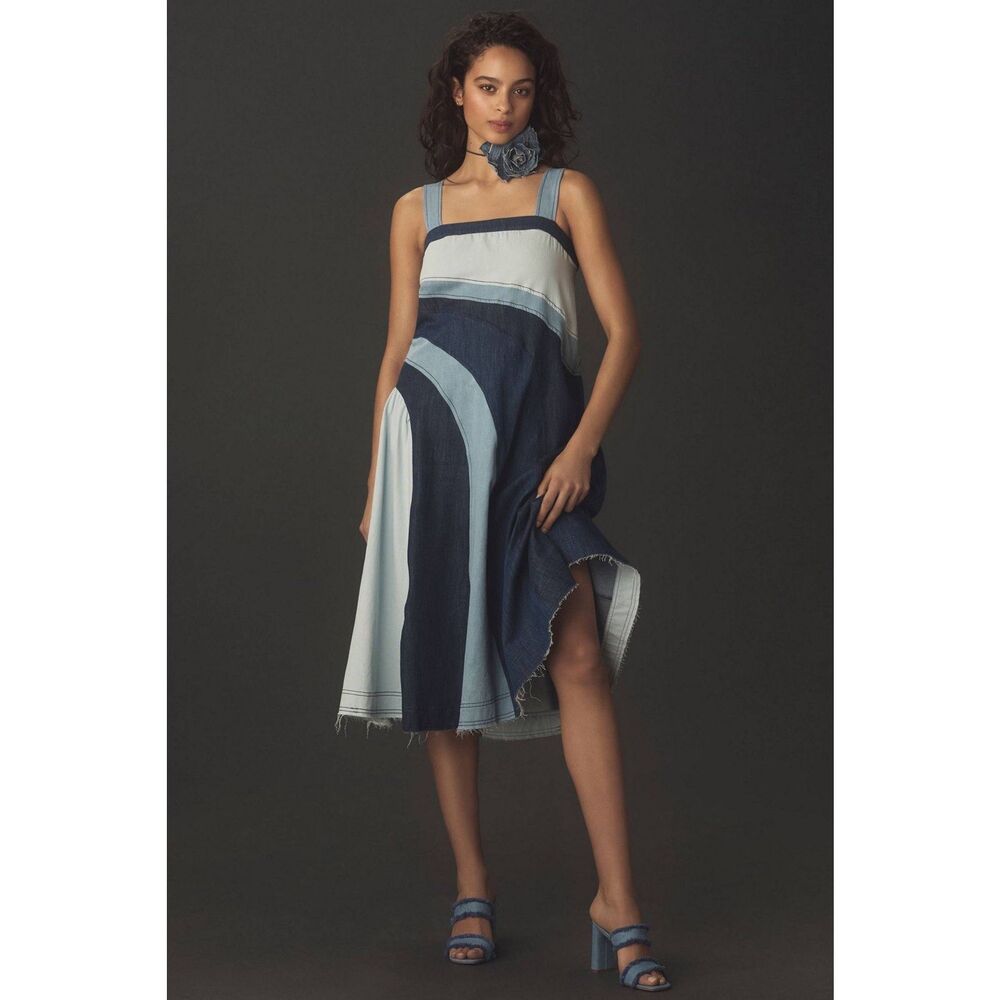 Anthropologie Pilcro Seamed Smocked Midi Dress